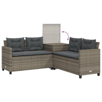 Thumbnail for Gartensofa in L-Form mit Tisch und Kissen Grau Poly Rattan
