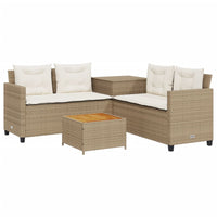 Thumbnail for Gartensofa in L-Form mit Tisch und Kissen Beige Poly Rattan