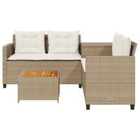 Thumbnail for Gartensofa in L-Form mit Tisch und Kissen Beige Poly Rattan