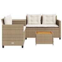 Thumbnail for Gartensofa in L-Form mit Tisch und Kissen Beige Poly Rattan