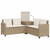 Thumbnail for Gartensofa in L-Form mit Tisch und Kissen Beige Poly Rattan