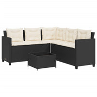 Thumbnail for Gartensofa in L-Form mit Tisch und Kissen Schwarz Poly Rattan