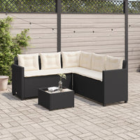 Thumbnail for Gartensofa in L-Form mit Tisch und Kissen Schwarz Poly Rattan