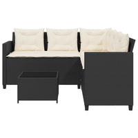 Thumbnail for Gartensofa in L-Form mit Tisch und Kissen Schwarz Poly Rattan