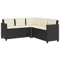 Thumbnail for Gartensofa in L-Form mit Tisch und Kissen Schwarz Poly Rattan