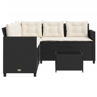 Thumbnail for Gartensofa in L-Form mit Tisch und Kissen Schwarz Poly Rattan