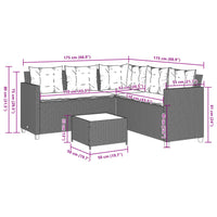 Thumbnail for Gartensofa in L-Form mit Tisch und Kissen Schwarz Poly Rattan