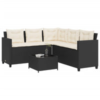 Thumbnail for Gartensofa in L-Form mit Tisch und Kissen Schwarz Poly Rattan