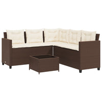 Thumbnail for Gartensofa in L-Form mit Tisch und Kissen Braun Poly Rattan