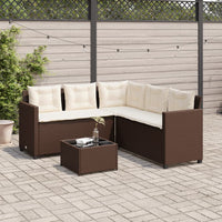 Thumbnail for Gartensofa in L-Form mit Tisch und Kissen Braun Poly Rattan
