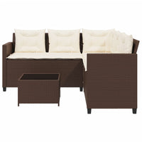 Thumbnail for Gartensofa in L-Form mit Tisch und Kissen Braun Poly Rattan