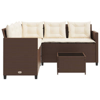 Thumbnail for Gartensofa in L-Form mit Tisch und Kissen Braun Poly Rattan