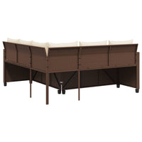 Thumbnail for Gartensofa in L-Form mit Tisch und Kissen Braun Poly Rattan