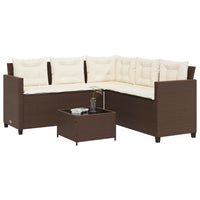 Thumbnail for Gartensofa in L-Form mit Tisch und Kissen Braun Poly Rattan