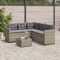 Thumbnail for Gartensofa in L-Form mit Tisch und Kissen Grau Poly Rattan