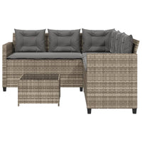 Thumbnail for Gartensofa in L-Form mit Tisch und Kissen Grau Poly Rattan