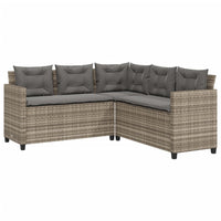 Thumbnail for Gartensofa in L-Form mit Tisch und Kissen Grau Poly Rattan