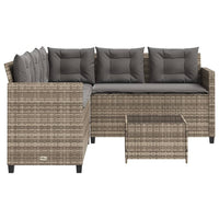 Thumbnail for Gartensofa in L-Form mit Tisch und Kissen Grau Poly Rattan