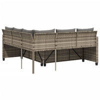 Thumbnail for Gartensofa in L-Form mit Tisch und Kissen Grau Poly Rattan