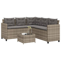 Thumbnail for Gartensofa in L-Form mit Tisch und Kissen Grau Poly Rattan