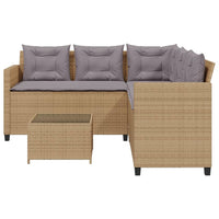 Thumbnail for Gartensofa in L-Form mit Tisch und Kissen Beige Poly Rattan