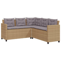 Thumbnail for Gartensofa in L-Form mit Tisch und Kissen Beige Poly Rattan