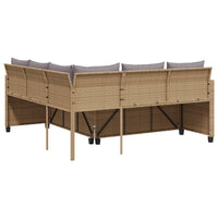 Thumbnail for Gartensofa in L-Form mit Tisch und Kissen Beige Poly Rattan