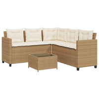 Thumbnail for Gartensofa in L-Form mit Tisch und Kissen Beige Poly Rattan