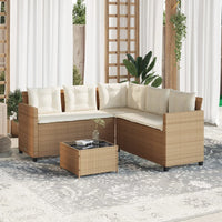 Thumbnail for Gartensofa in L-Form mit Tisch und Kissen Beige Poly Rattan