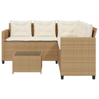 Thumbnail for Gartensofa in L-Form mit Tisch und Kissen Beige Poly Rattan