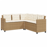 Thumbnail for Gartensofa in L-Form mit Tisch und Kissen Beige Poly Rattan