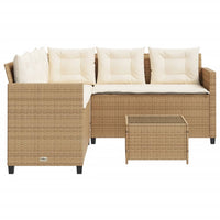 Thumbnail for Gartensofa in L-Form mit Tisch und Kissen Beige Poly Rattan