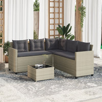 Thumbnail for Gartensofa in L-Form mit Tisch und Kissen Hellgrau Poly Rattan
