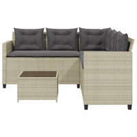 Thumbnail for Gartensofa in L-Form mit Tisch und Kissen Hellgrau Poly Rattan