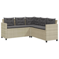 Thumbnail for Gartensofa in L-Form mit Tisch und Kissen Hellgrau Poly Rattan