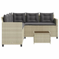 Thumbnail for Gartensofa in L-Form mit Tisch und Kissen Hellgrau Poly Rattan