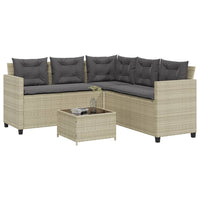 Thumbnail for Gartensofa in L-Form mit Tisch und Kissen Hellgrau Poly Rattan