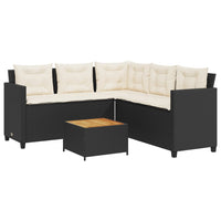 Thumbnail for Gartensofa in L-Form mit Tisch und Kissen Schwarz Poly Rattan