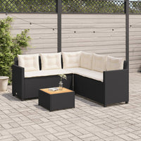 Thumbnail for Gartensofa in L-Form mit Tisch und Kissen Schwarz Poly Rattan