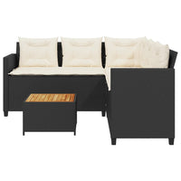 Thumbnail for Gartensofa in L-Form mit Tisch und Kissen Schwarz Poly Rattan