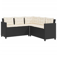 Thumbnail for Gartensofa in L-Form mit Tisch und Kissen Schwarz Poly Rattan