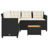 Thumbnail for Gartensofa in L-Form mit Tisch und Kissen Schwarz Poly Rattan
