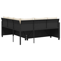 Thumbnail for Gartensofa in L-Form mit Tisch und Kissen Schwarz Poly Rattan
