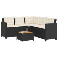 Thumbnail for Gartensofa in L-Form mit Tisch und Kissen Schwarz Poly Rattan