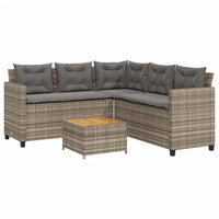 Thumbnail for Gartensofa in L-Form mit Tisch und Kissen Grau Poly Rattan