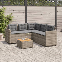 Thumbnail for Gartensofa in L-Form mit Tisch und Kissen Grau Poly Rattan