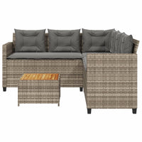 Thumbnail for Gartensofa in L-Form mit Tisch und Kissen Grau Poly Rattan