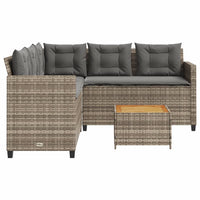 Thumbnail for Gartensofa in L-Form mit Tisch und Kissen Grau Poly Rattan