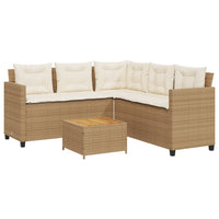 Thumbnail for Gartensofa in L-Form mit Tisch und Kissen Beige Poly Rattan