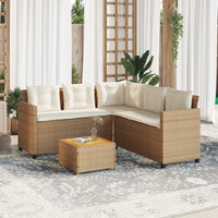 Thumbnail for Gartensofa in L-Form mit Tisch und Kissen Beige Poly Rattan